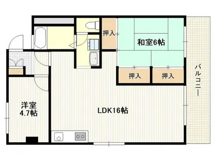 太田ビル(2LDK/3階)の間取り写真