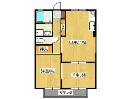 サフラン宝 B棟(2LDK/2階)の間取り写真