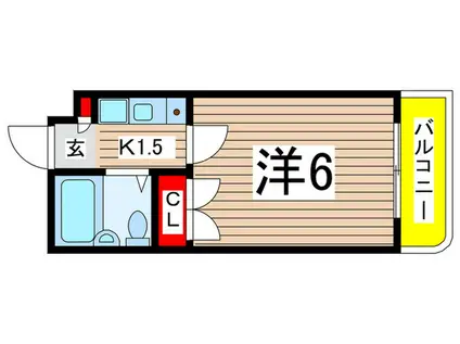 スカイコート多摩川第2(1K/2階)の間取り写真