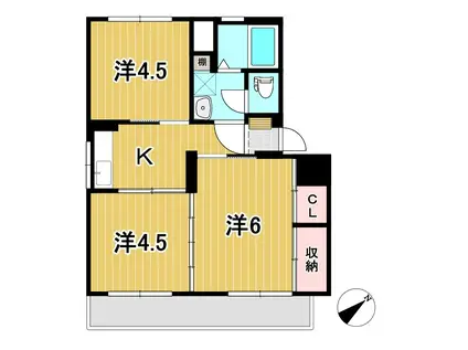 根本ハイツ(3K/2階)の間取り写真
