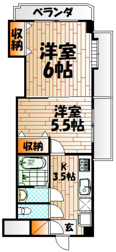中津口センタービル(2K/8階)の間取り写真