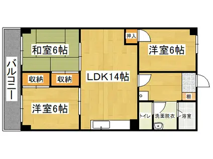 プレミール旗崎(3LDK/1階)の間取り写真