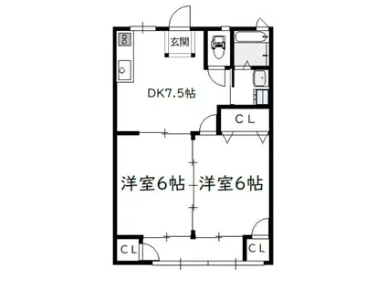 第2横山ビル(2DK/2階)の間取り写真