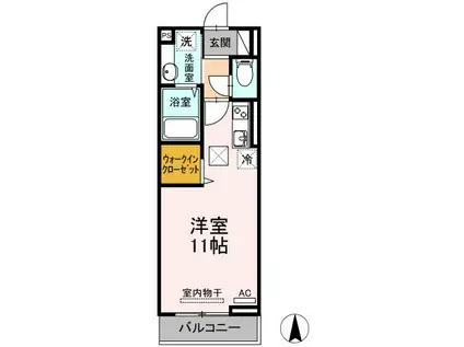 ヴィラパティオC(ワンルーム/1階)の間取り写真