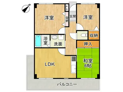 コンフォート津々山台(3LDK/3階)の間取り写真