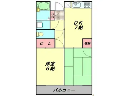 ビィラヤマダ(2DK/2階)の間取り写真