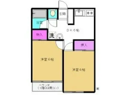 元島田荘A(2DK/1階)の間取り写真