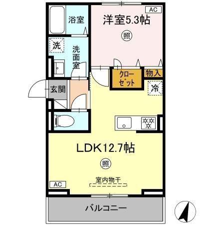 ロイヤルタウン八戸(1LDK/3階)の間取り写真