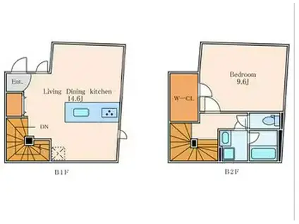 M.A HILLS AKASAKA M.Aヒルズ赤坂(1LDK/B2階)の間取り写真
