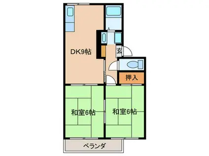 コーポラス第一(2DK/2階)の間取り写真