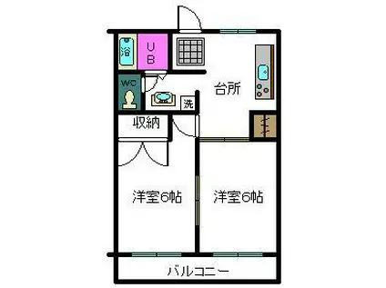 ミューリーシティ(2DK/1階)の間取り写真