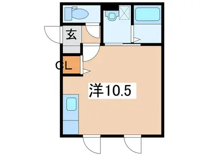 サンテラス花沢(ワンルーム/1階)の間取り写真