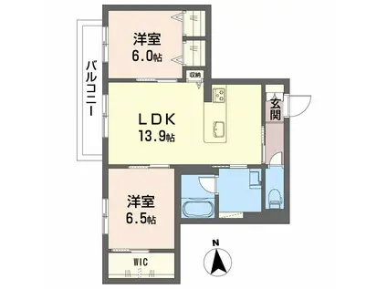 エクセレント新大宮(2LDK/2階)の間取り写真