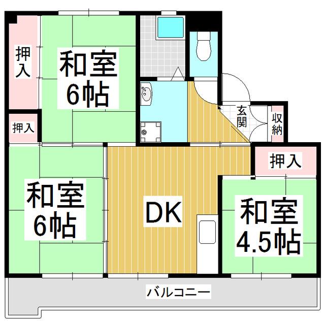 ビレッジハウス伊那福島2号棟(3DK/2階)の間取り写真