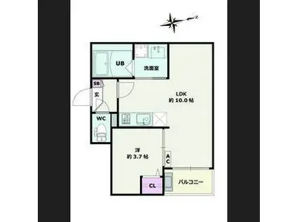 JACK FUNAMACHI II(1LDK/2階)の間取り写真