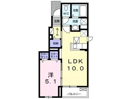 マーガレット ガーデン(1LDK/1階)の間取り写真