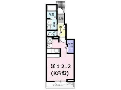 ルミエールIII(ワンルーム/1階)の間取り写真