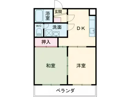 マーキュリーII(2DK/1階)の間取り写真