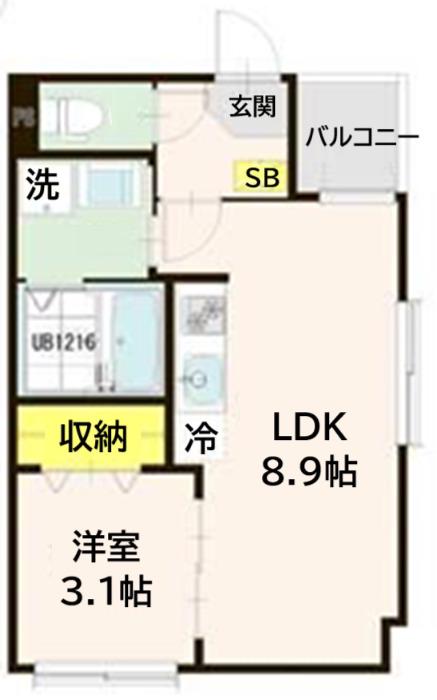 アストレア長町(1LDK/1階)の間取り写真