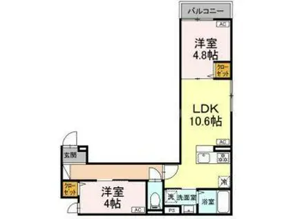 セレスティア栗原(2LDK/2階)の間取り写真