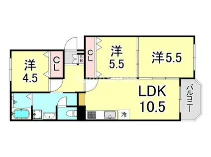 満池谷マンション(3LDK/2階)の間取り写真