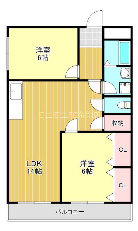 スコルピオ清和(2LDK/5階)の間取り写真