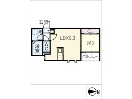 CALM御器所(1LDK/1階)の間取り写真
