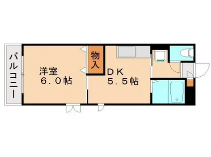 スカイエミナンス紅梅(1DK/3階)の間取り写真