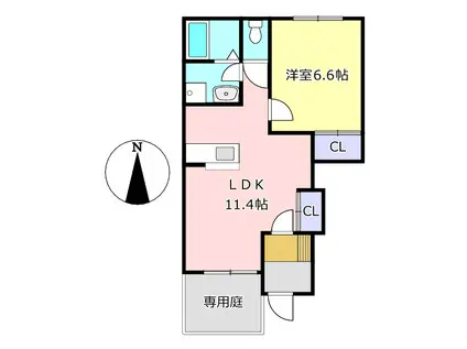 クレストール(1LDK/1階)の間取り写真