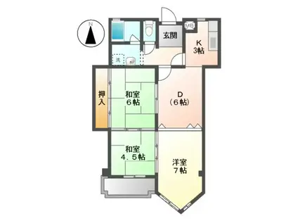 フルーヴェ1番館(3DK/2階)の間取り写真