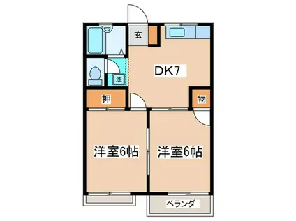 ミナモトハイツ(2DK/1階)の間取り写真