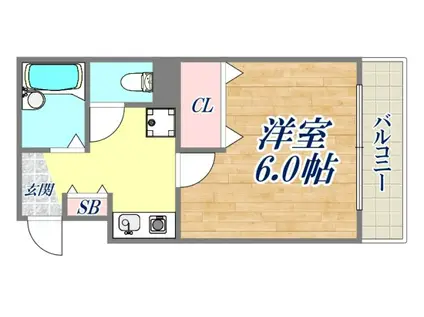 ユニテック江上(1K/3階)の間取り写真