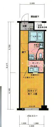 グランディエビス(ワンルーム/3階)の間取り写真
