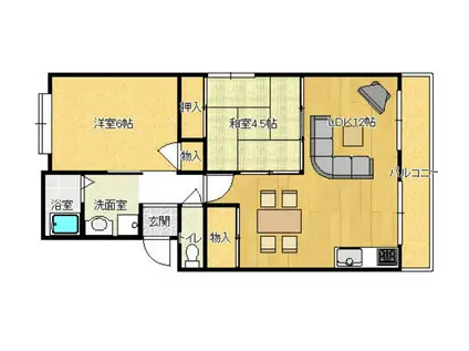 りばあさいど多聞(2LDK/2階)の間取り写真