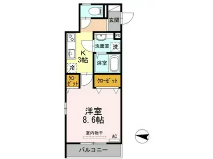 FIORE宮の町(1K/2階)の間取り写真