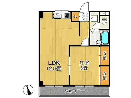 エステートピアカトレア(1LDK/2階)の間取り写真