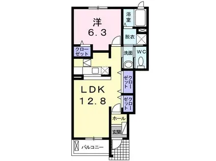 カーサ・中野B棟(1LDK/1階)の間取り写真