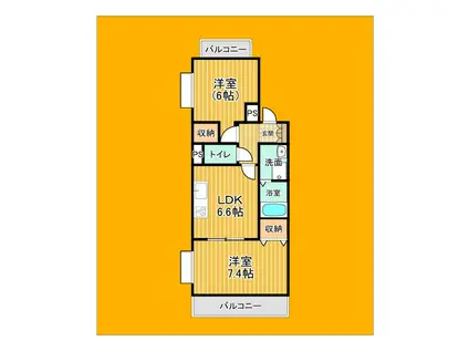 ラフォーレ瑞穂(2DK/4階)の間取り写真