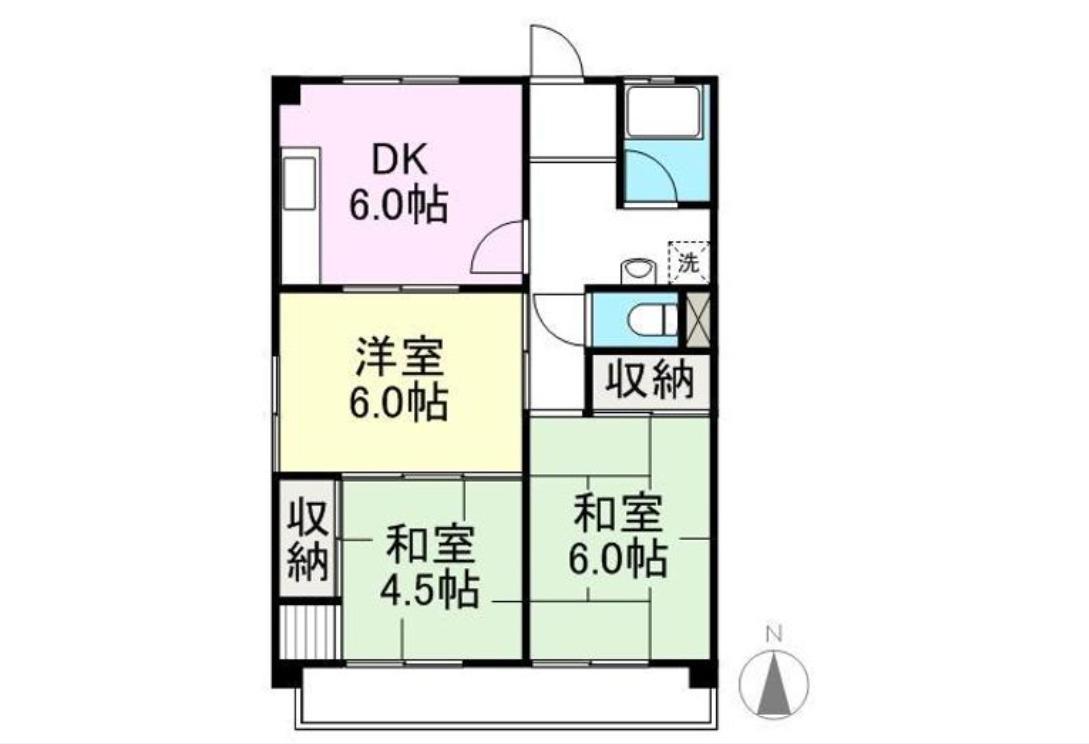 サンセットヒルズII(3DK/1階)の間取り写真