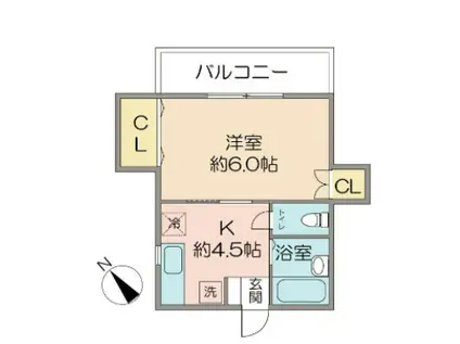 マーヴェス中目黒(1K/2階)の間取り写真