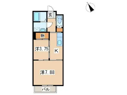 メゾン城西(2K/1階)の間取り写真