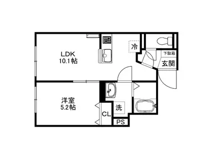 MONREVEII(1LDK/2階)の間取り写真