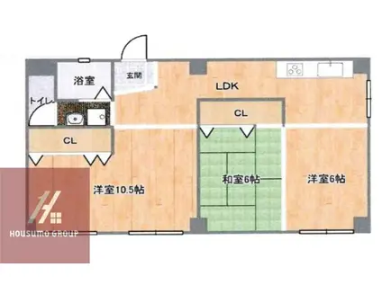 堀江ヴィラ(3LDK/4階)の間取り写真