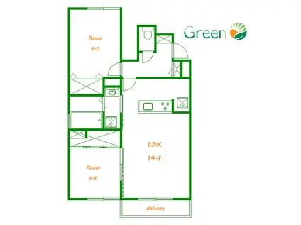 JR東海道本線 平塚駅 バス乗車時間:6分 最寄りバス停で下車 徒歩3分 2階建 築5年(2LDK/1階)の間取り写真