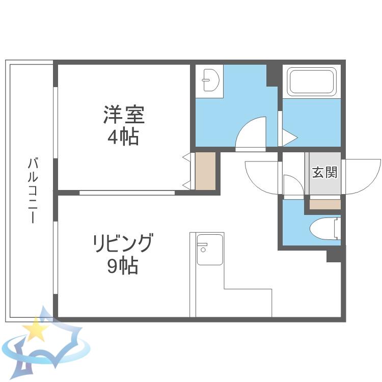 アベニュー224(1LDK/4階)の間取り写真