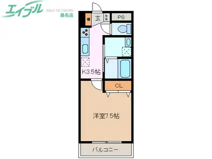 STUDIO21(1K/2階)の間取り写真