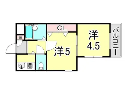 KSグランツ(1DK/2階)の間取り写真
