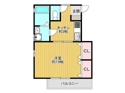 ウィステリア碑文谷(1K/1階)の間取り写真