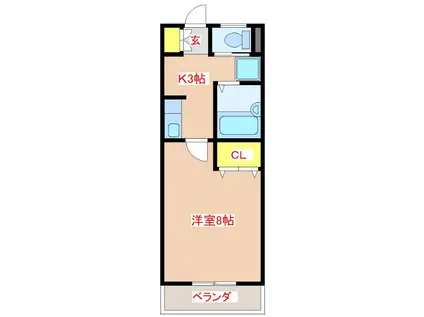 プリメーロセイワI(1K/2階)の間取り写真