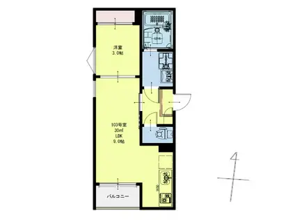 REGALEST五橋(1LDK/1階)の間取り写真